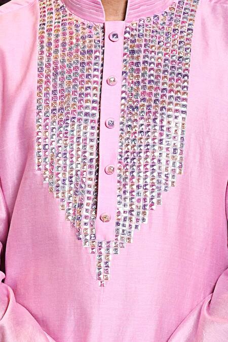 Shop_Julie By Julie Shah_Purple Chanderi Kurta_Online_at_Aza_Fashions