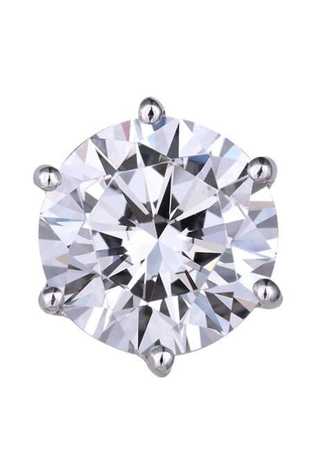 Shop_DIOSA PARIS JEWELLERY_Silver Plated Swarovski Zirconia Stone Studs_at_Aza_Fashions