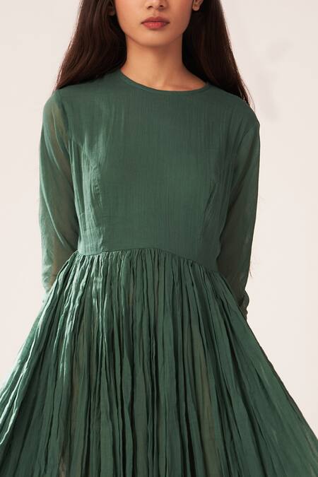 Dot Green Cotton Anarkali at Aza Fashions Dot_Green Cotton Anarkali _at_Aza_Fashions