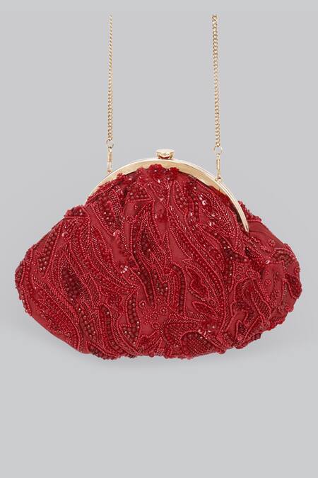 Buy Red Sequin-Uncut Stone Hand-Held Bag – Odette
