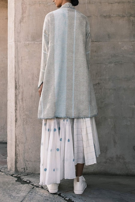 Shop_Urvashi Kaur_Black Handloom Cotton Umi Jacket _Online_at_Aza_Fashions