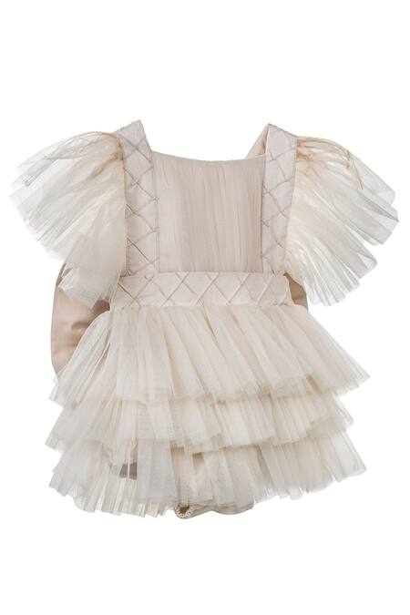 Buy Jasmine And Alaia Beige Tulle Ruffle Romper Online at Aza Fashions Buy_Jasmine And Alaia_Beige Tulle Ruffle Romper_Online_at_Aza_Fashions
