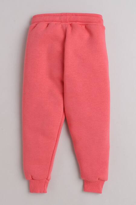 Buy_Knitting Doodles_Pink Fleece Embroidery Unicorn Patch Jacket And Joggers Set