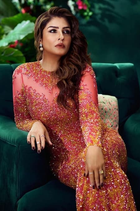 Shop_Chisel By Meghna Ramrakhiya_Yellow Net Round Embellished Gown _at_Aza_Fashions