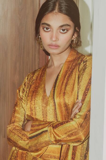 Buy_Til_Multi Color Cotton Silk Satin Striped V Neck Pant Set_Online_at_Aza_Fashions