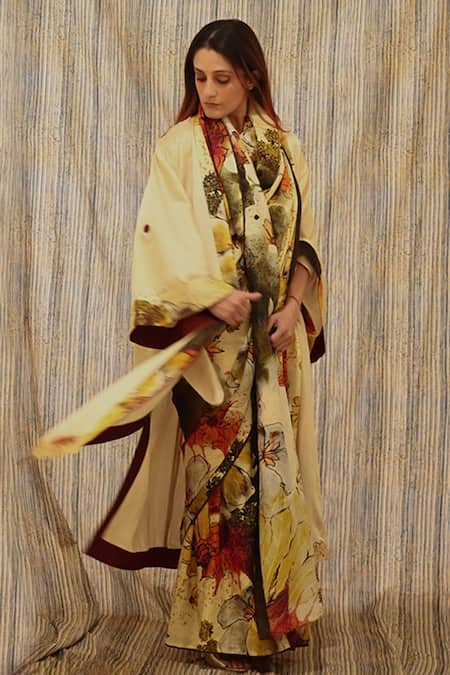 Til_Cream Cotton Silk Satin Frosting Oversized Overlay_Online_at_Aza_Fashions