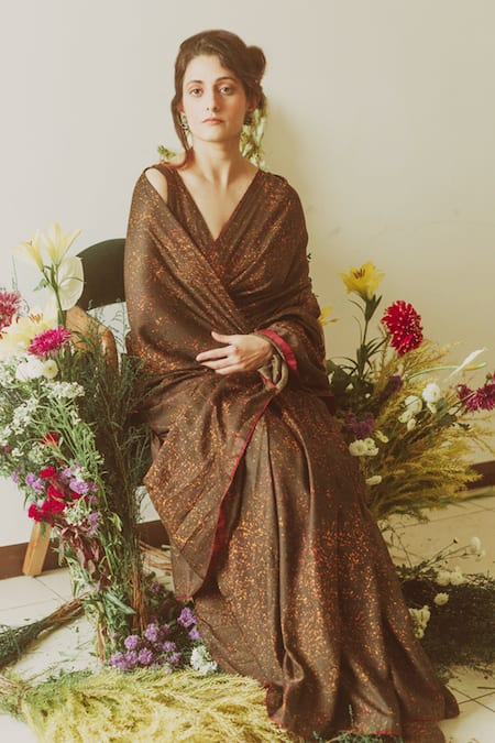 TIL Freckle Print Saree With Blouse 