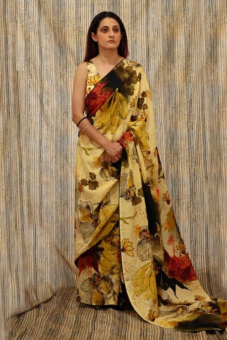 Til Multi Color Cotton Silk Satin Floral Pattern V Patio Print Saree With Blouse Online at Aza Fashions Til_Multi Color Cotton Silk Satin Floral Pattern V Patio Print Saree With Blouse _Online_at_Aza_Fashions