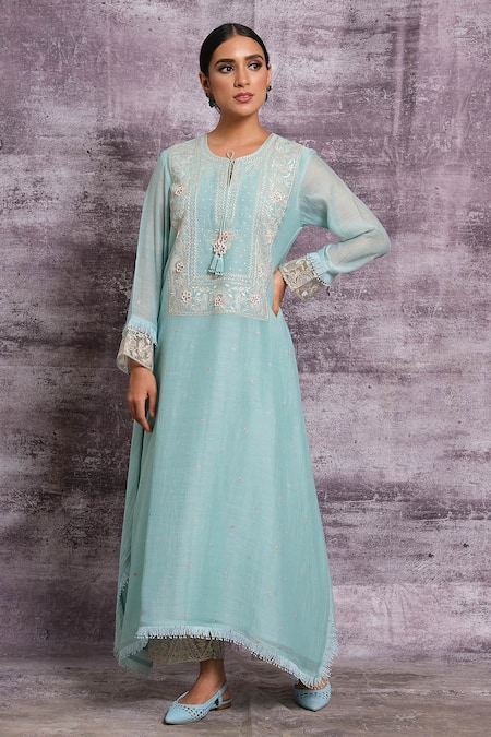 Label Niti Bothra Floral Embroidered Kurta & Palazzo Set 