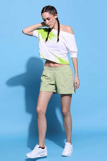 Tuna London - {Tuna Active}_Green Cotton Printed Crop Top And Shorts Set _Online_at_Aza_Fashions