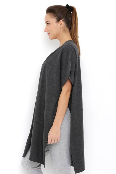 Buy_Tuna London - {Tuna Active}_Grey Cotton Plain Open Neck Jacket_Online_at_Aza_Fashions