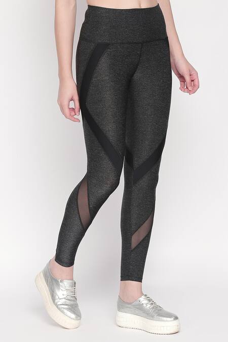 Tuna London - {Tuna Active}_Grey Sheer Panel Leggings _Online_at_Aza_Fashions