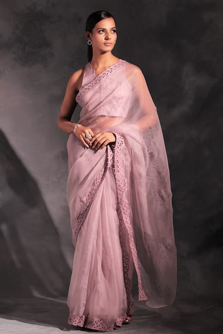 Charkhee Organza Embellished Saree with Blouse 