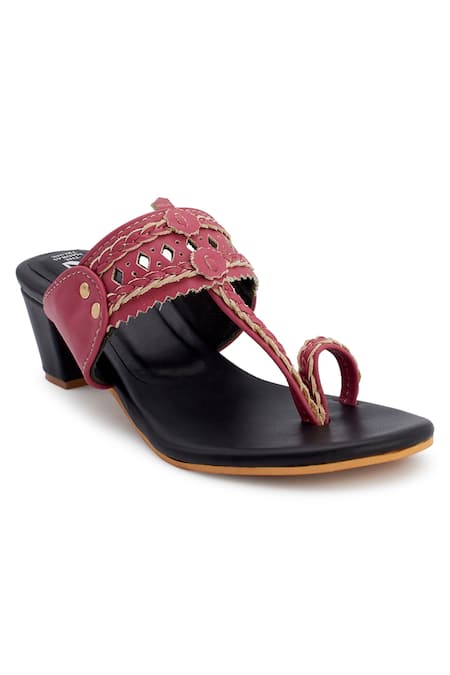Buy_The Madras Trunk_Black Slip On Kolhapuri Block Heels _Online_at_Aza_Fashions