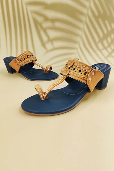The Madras Trunk Cutwork Kolhapuri Block Heels 