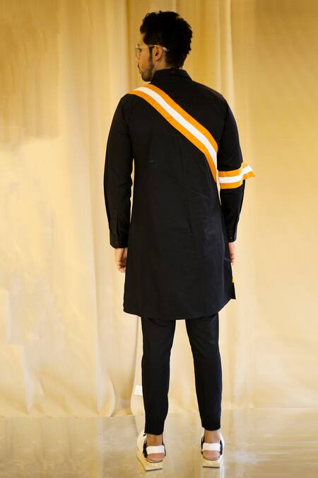 The Natty Garb Black Cotton Zipper Kurta  2