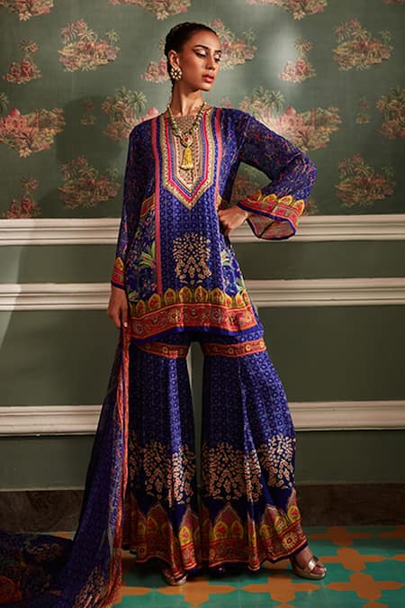 Kalista Sahiba Floral Pattern Kurta Gharara Set 