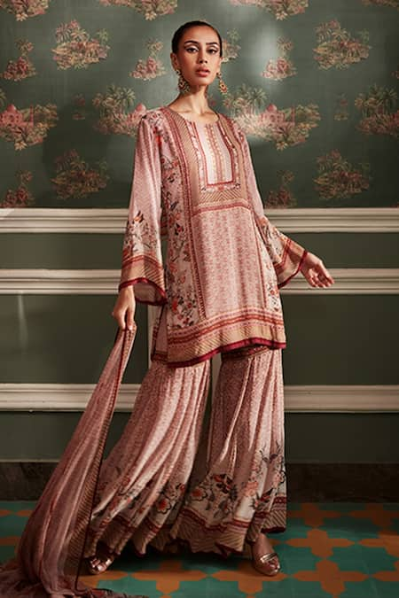 Kalista Asmaa Floral Pattern Kurta Gharara Set 