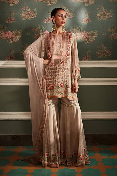 Kalista Akilah Floral Print Kurta Gharara Set 