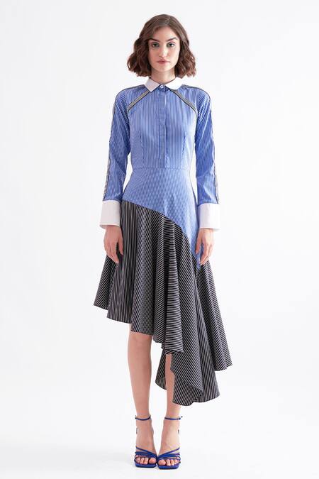 NOTEBOOK_Black Collared Neck Nautical Shirt Dress _Online_at_Aza_Fashions