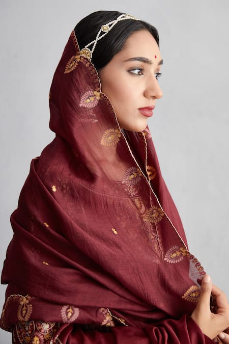 Torani_Red Kurta And Pant Handwoven Chanderi & Cotton Voile Sanobar Sufiya Set _at_Aza_Fashions