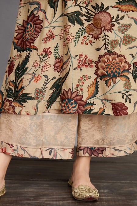 Buy_Torani_Beige Kurta And Pant Cotton  Pant Organza Dupatta Chandan Aroha Set _Online_at_Aza_Fashions
