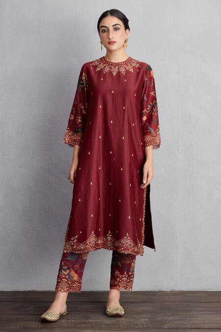 Torani Red Handwoven Chanderi Round Sanobar Urvi Kurta Set Online at Aza Fashions Torani_Red Handwoven Chanderi Round Sanobar Urvi Kurta Set _Online_at_Aza_Fashions