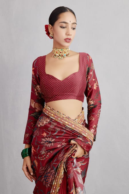 Torani_Red Cotton Silk Sanobar Revathi Saree  _Online_at_Aza_Fashions