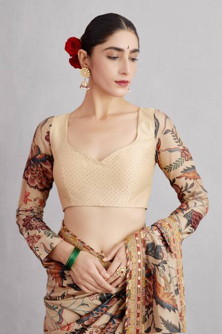 Torani Beige Cotton Silk, Handwoven Chanderi Chandan Revathi Saree Online at Aza Fashions Torani_Beige Cotton Silk, Handwoven Chanderi Chandan Revathi Saree _Online_at_Aza_Fashions