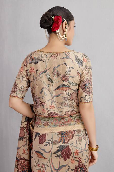 Buy_Torani_Beige Silk Organza, Handwoven Chanderi Chandan Enakshi Saree _Online_at_Aza_Fashions