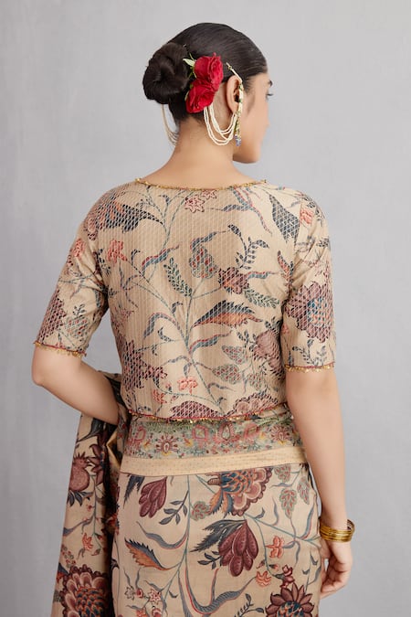 Buy_Torani_Beige Round Chandan Enakshi Blouse _Online_at_Aza_Fashions