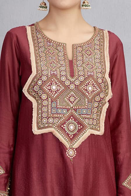 Torani_Red , Pant And Dupatta Handwoven Chanderi & Sanobar Paakizah Set _at_Aza_Fashions