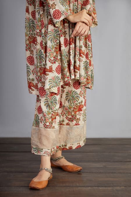 Shop_Torani_Beige Farshi Pant 100% Cotton And Pure Organza, Airawata Nazam & Set _Online_at_Aza_Fashions