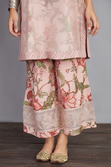 Torani_Pink 100% Cotton And Pure Gulbahari Revathi Chogha & Farshi Pant Set_at_Aza_Fashions