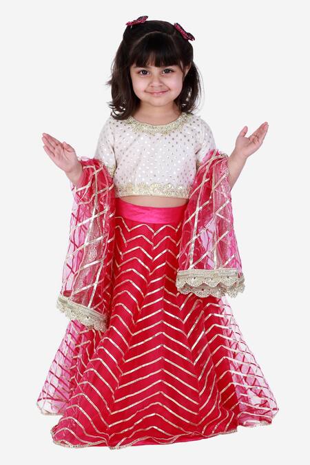 Buy Tiny Pants Pink Chanderi Cotton, Net Embroidery, Gota Patti, Sequins Lehenga Set Online at Aza Fashions Buy_Tiny Pants_Pink Chanderi Cotton, Net Embroidery, Gota Patti, Sequins Lehenga Set _Online_at_Aza_Fashions
