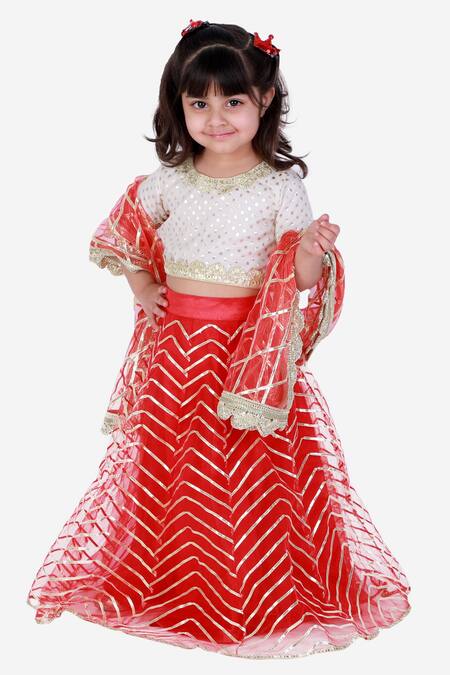 Buy Tiny Pants Red Net, Chanderi Cotton Gota Patti, Embroidery Lehenga Set Online at Aza Fashions Buy_Tiny Pants_Red Net, Chanderi Cotton Gota Patti, Embroidery Lehenga Set _Online_at_Aza_Fashions