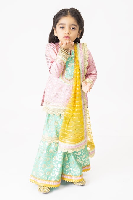 Tiny Pants Chanderi Kurta Sharara Set 