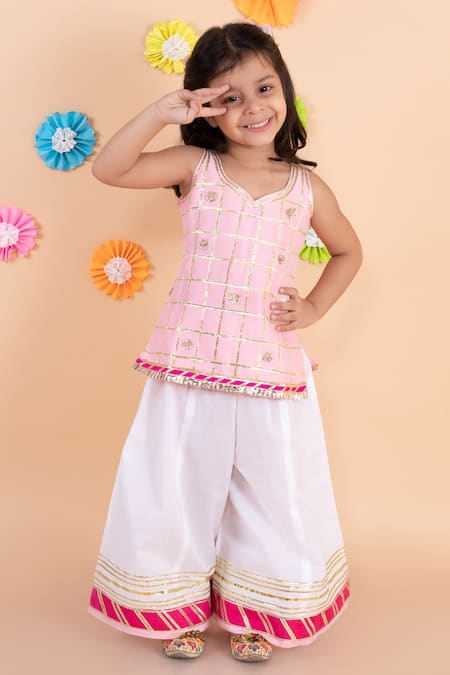 TINY PANTS Gota Patti Embroidered Kurta & Sharara Set 