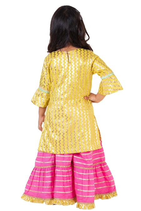 Tiny Pants Gota Patti Embroidered Kurta & Sharara Set 