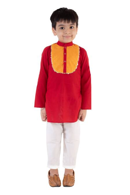 Buy Tiny Pants Red Cotton Gota Patti Kurta And Pyjama Set Online at Aza Fashions Buy_Tiny Pants_Red Cotton Gota Patti Kurta And Pyjama Set _Online_at_Aza_Fashions