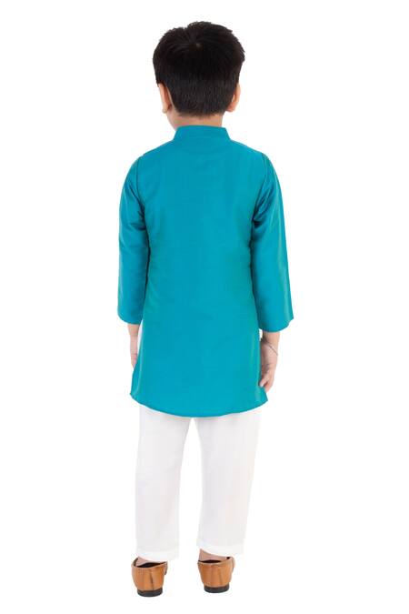 Shop_TINY PANTS_Blue Cotton Gota Patti Kurta And Pyjama Set _at_Aza_Fashions