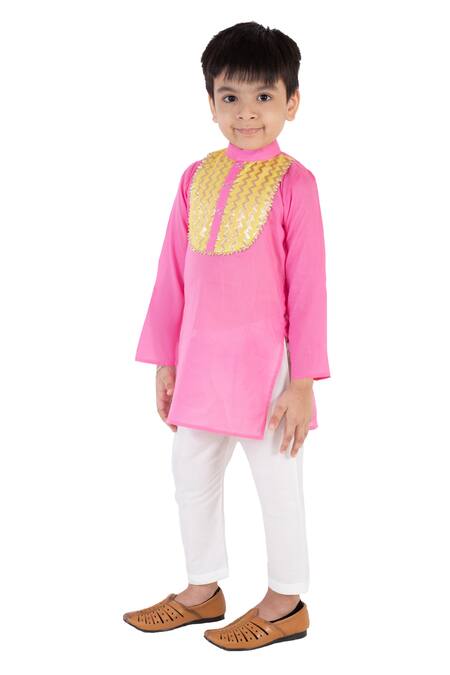 Buy Tiny Pants Pink Cotton Gota Patti Kurta And Pyjama Set Online at Aza Fashions Buy_Tiny Pants_Pink Cotton Gota Patti Kurta And Pyjama Set _Online_at_Aza_Fashions