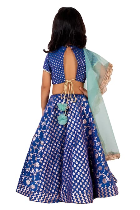 Tiny Pants Chanderi Cotton Floral Lehenga Set 