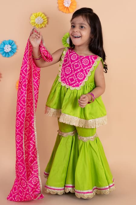 Tiny Pants Bandhani Print Kurta Sharara Set 