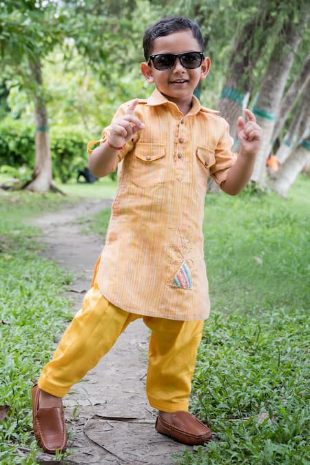 Yellow pathani kurta discount pajama