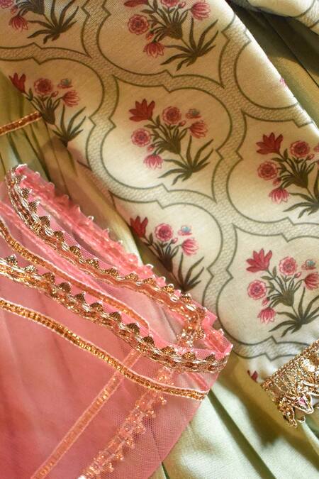 Buy_The Plum Bum_Pink Dupatta Net, Kurta Chanderi, Sharara Glaze Cotton And Set_Online_at_Aza_Fashions