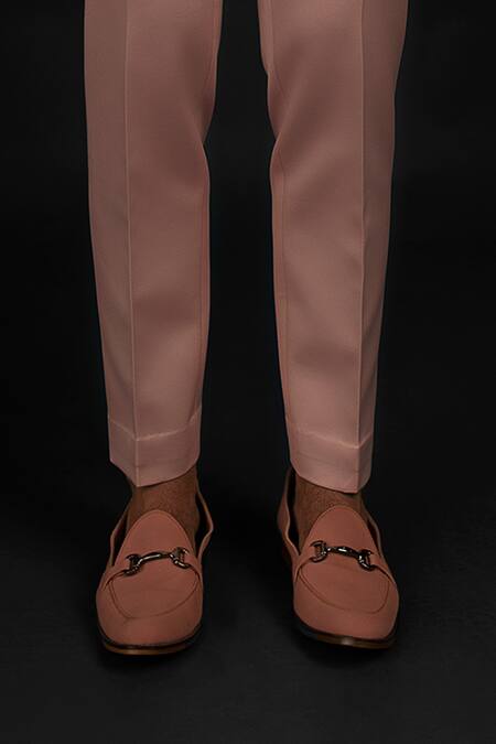 Prima Czar_Peach Shirt Linen  Trousers Quilted And Pant Set_Online_at_Aza_Fashions