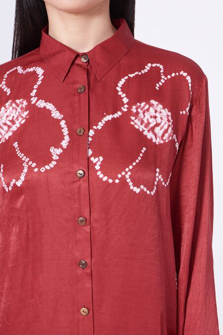 Buy_The Pot Plant Clothing_Pink Silk Bandhani Shirt_Online_at_Aza_Fashions