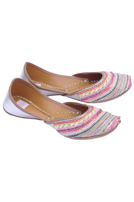 Shop_Turquoise_Gold Silk Embellished Juttis_at_Aza_Fashions