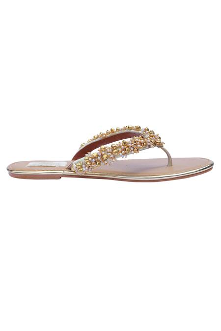 Turquoise_Gold Embellished Sandals_Online_at_Aza_Fashions